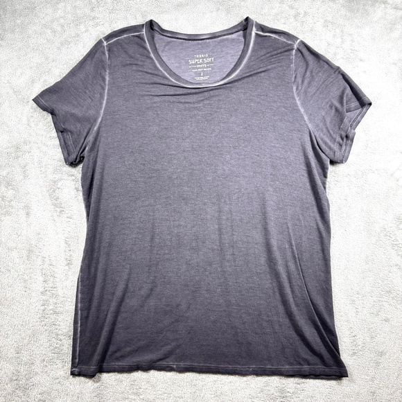 Torrid Women’s 2X Grey Super Soft Burnout Knit Tee Short Sleeve Plus Size Top - Picture 1 of 8